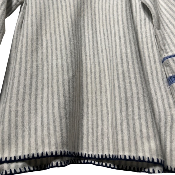 Lisa Todd Striped Knit Sweater Blue Whipstitch Tie Keyhole Neck White Size M - Picture 8 of 12